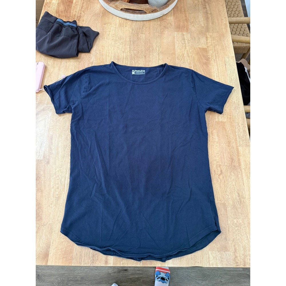 Alphalete Lifestyle Fit T-Shirt Bundle Navy Grey Mens XL Set of 2 Scoop Hem